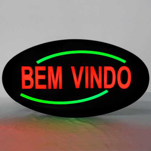 Placa De Led seja BEM VINDO 43x23cm Letreiro de Sinalização Luminoso Neon